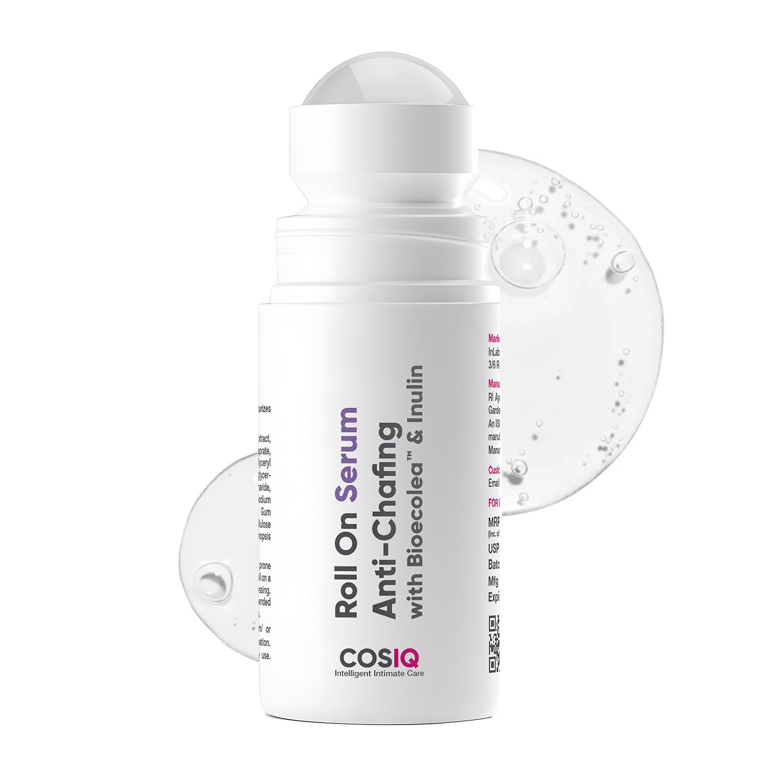 Cos-IQ Anti Chafing Roll-On Serum for Men & Women | With Bioecolea & Inulin | Prevents Arm, Chest, Butt, Thigh, Ball Chafing, Sweat, Odor, Irritation & Rashes | 40ml