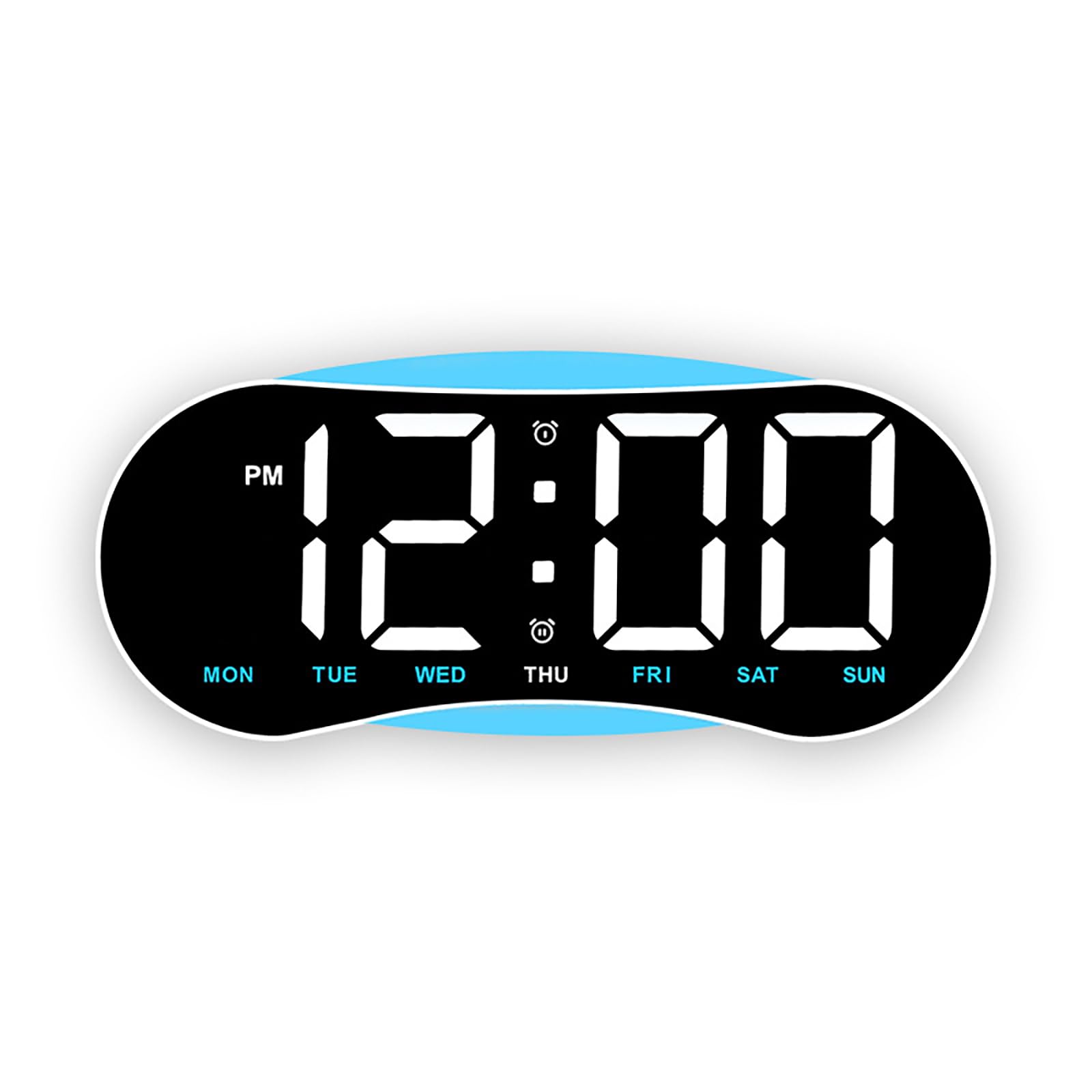 Tsynapter White Shell Blue Lig Digital Wall Clock Digital Alarm Clock With Temperature, Dimmer, Date Desk Clocks For Offices Living Room Bedroom Decors Wall Battery Operated