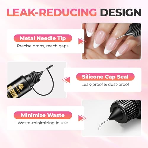 Image of UNA GELLA 20ml*2PCS Nail Glue Remover for Press on, Multi-Functional Pinpoint Glue Remover Fast Removal Gentle Non-Acetone with Crystal Sticks for Nails Polish False Acrylic Nail Tips Home DIY