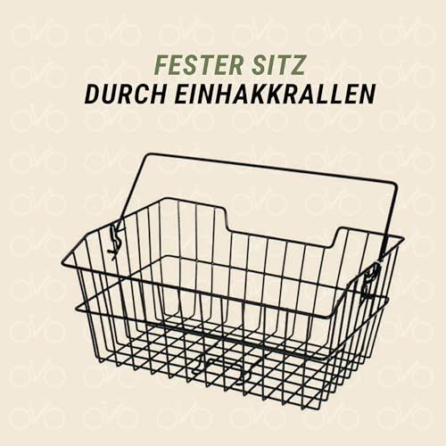 Prophete Fahrradkorb/Einkaufskorb für Gepäckträger, PE-kunststoffbeschichtet, mit Einhakkrallen, Tragegriff, abgeschrägt, 400 x 300 x 185 mm, schwarz