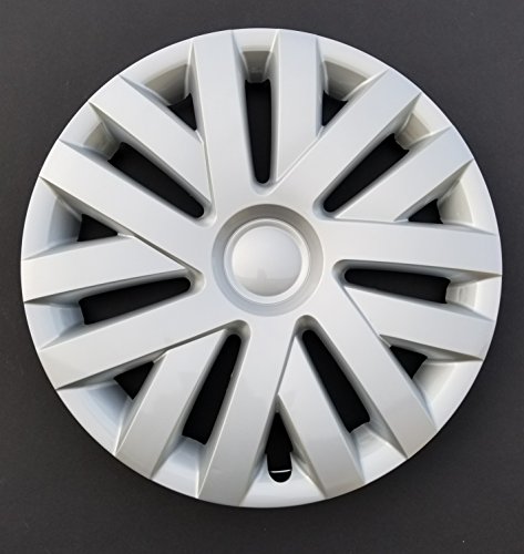 One New Wheel Cover Replacement Fits 2010-2014 Volkswagen Jetta; 16 Inch; 7 Double Spoke; Silver Color; Plastic; Spring Steel Clip #TOP4