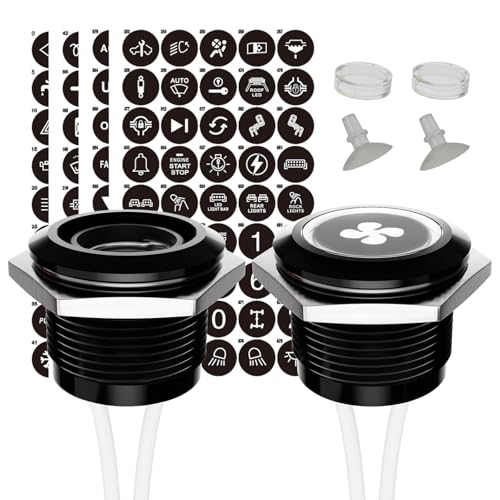 FILN 2個19mm 12-24V自動車用LEDランプ、自動車内装用小型LEDランプ、185個の交換可能符号を搭載、防水信号ランプ、ナビゲータ、ダッシュボード、指向車、電線付きトラック船（白）