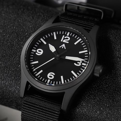 Image of Militado ML05 38mm VH31 Quartz Watch - Domed Sapphire Crystal Field Watch C3 Super Luminous Retro Sweep Wrist Watch for Men 100M Waterproof