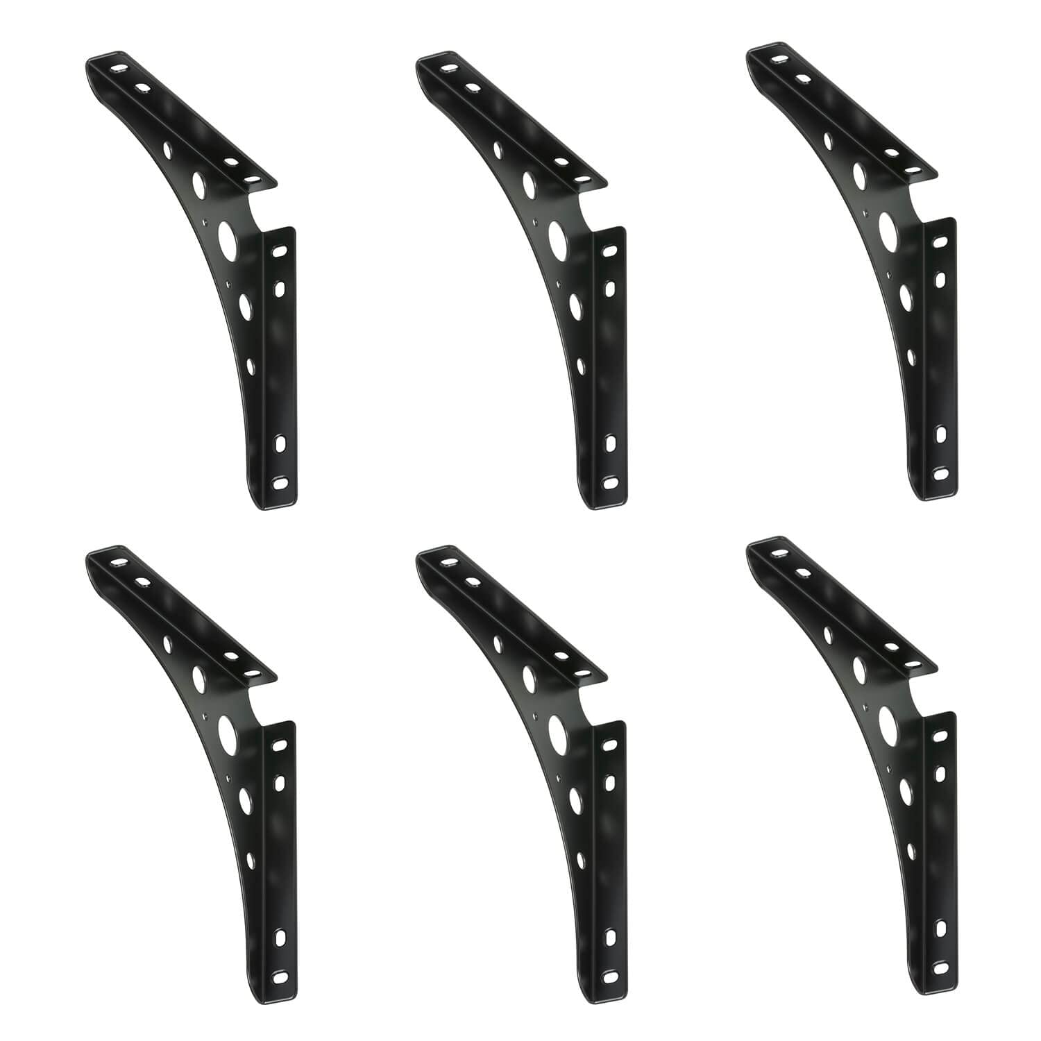 6 x siwitec Delta Line Konsole 300 x 300 mm in Schwarz, Regalwinkel mit 95 kg Traglast, Regalträger