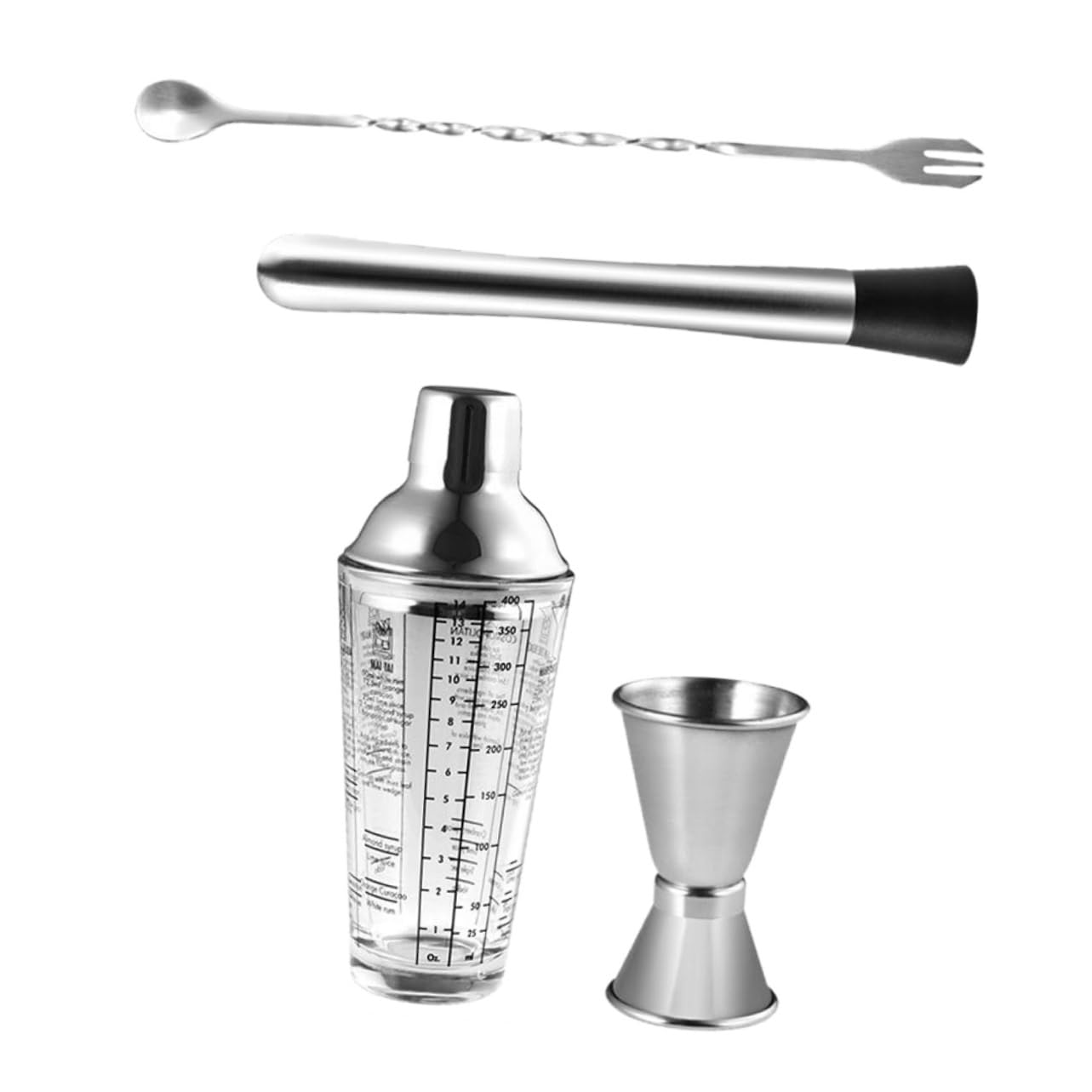 MAGICLULU Set di Attrezzatura da Barman in Acciaio Inossidabile 4 Pezzi Finitura Lucida, Vestibilità, come Regalo per Ama i Liquori Colore Casuale