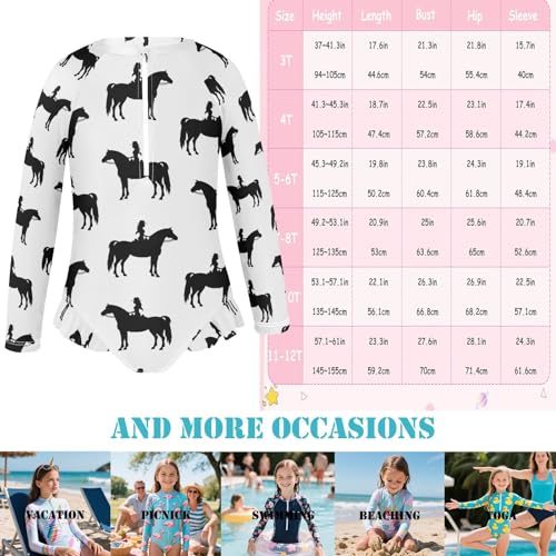 Girls One Piece Swimsuits Quick Dry Rash Guard Bathing Suits with Zipper UPF 50 Long Sleeve Swimwear 3-12Y3