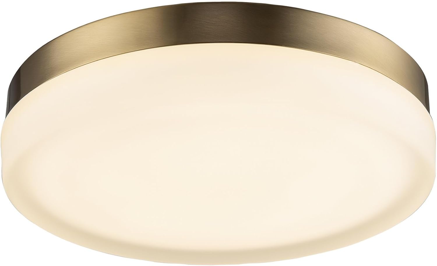 Kira Home Luna 11" Modern Integrated LED Flush Mount (25W), Low-Profile Gold Ceiling Light with Heavy Frosted Glass Diffuser, Built-in Switch, Ranging Color Temp (2700K-5000K), Cool Brass Finish