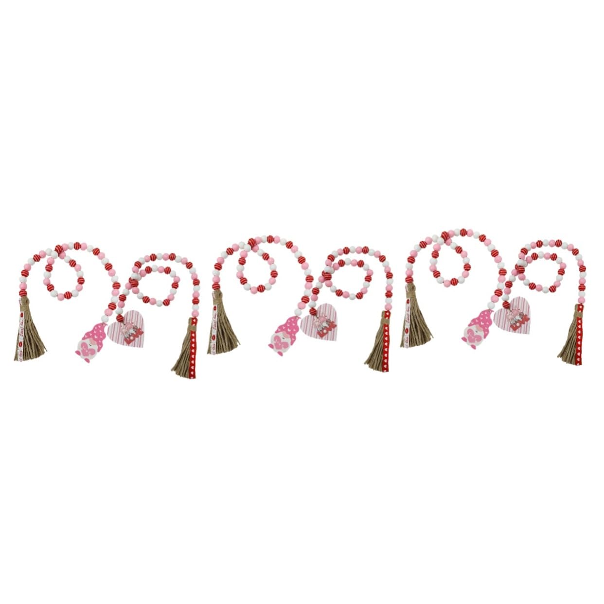 DECHOUS 3 Sets Valentinstag Perlenketten Für Wohnkultur Holzperlenkette Quaste Dekorative Perlen 2 Stück * 3
