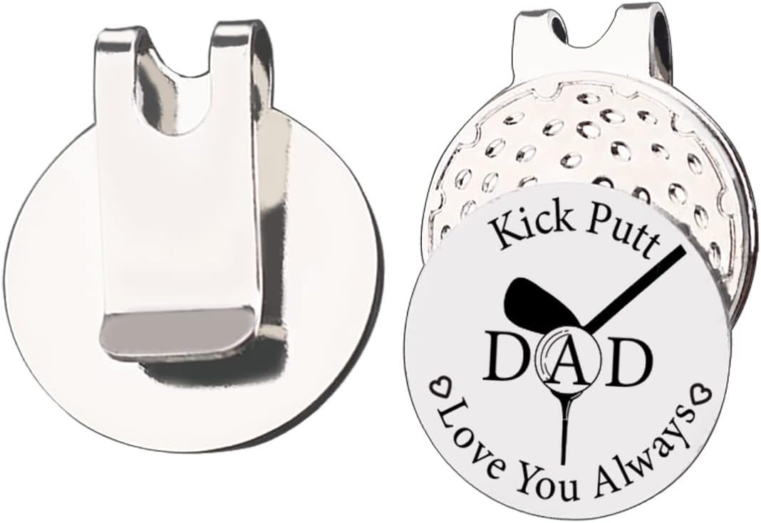review VIYZZX Funny Golf Gifts for Men, Kick Putt Dad Love You Golf Ball Marker with Magnetic Hat Clip Stainless Steel, Golfing Accessories Gift for Dad Husband Father