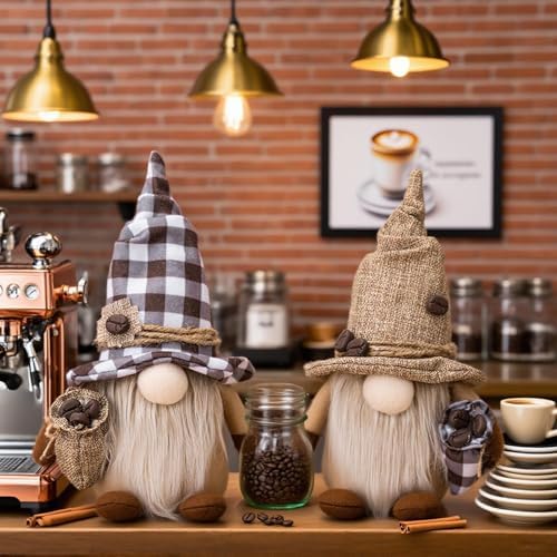 2 gnomi da caffè, decorazione primaverile, estate, gnomo, decorazione autunnale, gnomo, statuette, decorazione primaverile, decorazione autunnale, da appendere, in peluche, per autunno