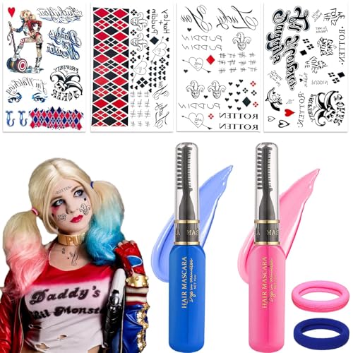 Halloween Cosplay Set, 4 Hojas de Halloween Temporales de Tattoo 2 Cabello Tiza y 2 Lazos Cabello, Halloween tatuaje Cara para Fiesta Halloween Carnaval Halloween Cosplay Set, 4 Hojas de Halloween Temporales de Tattoo 2 Cabello Tiza y 2 Lazos Cabello, Halloween tatuaje Cara para Fiesta Halloween Carnaval