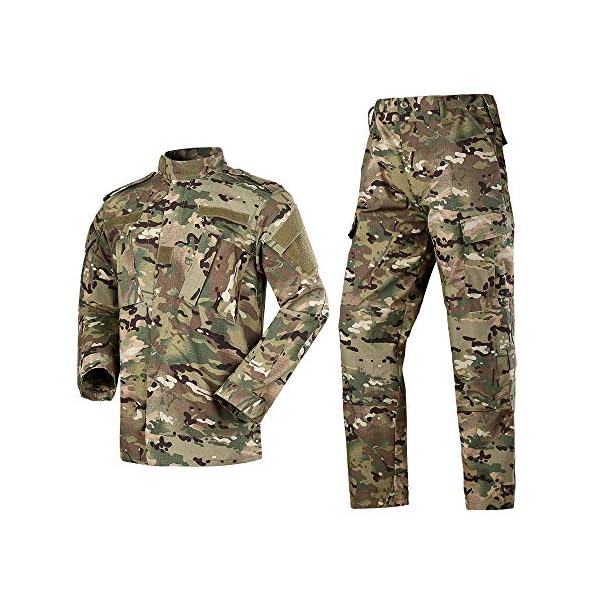 Mens Military Jacket and Camo Cargo Pants Tactical Hunting Pants BDU ACU Combat Uniform Set