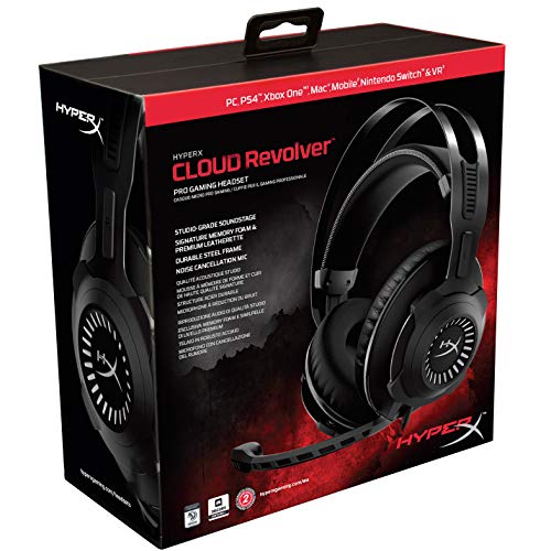 HyperX Gaming Headset Cloud Revolver para PC e PS4, Preto e branco glide