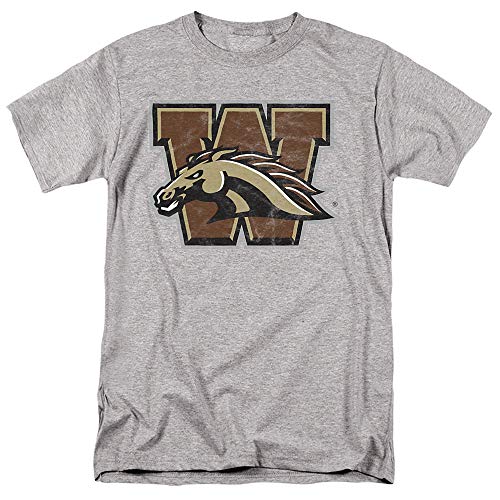 Western Michigan University Official Distressed Primary Unisex Adult T-Shirt, Athletic Heather, Large