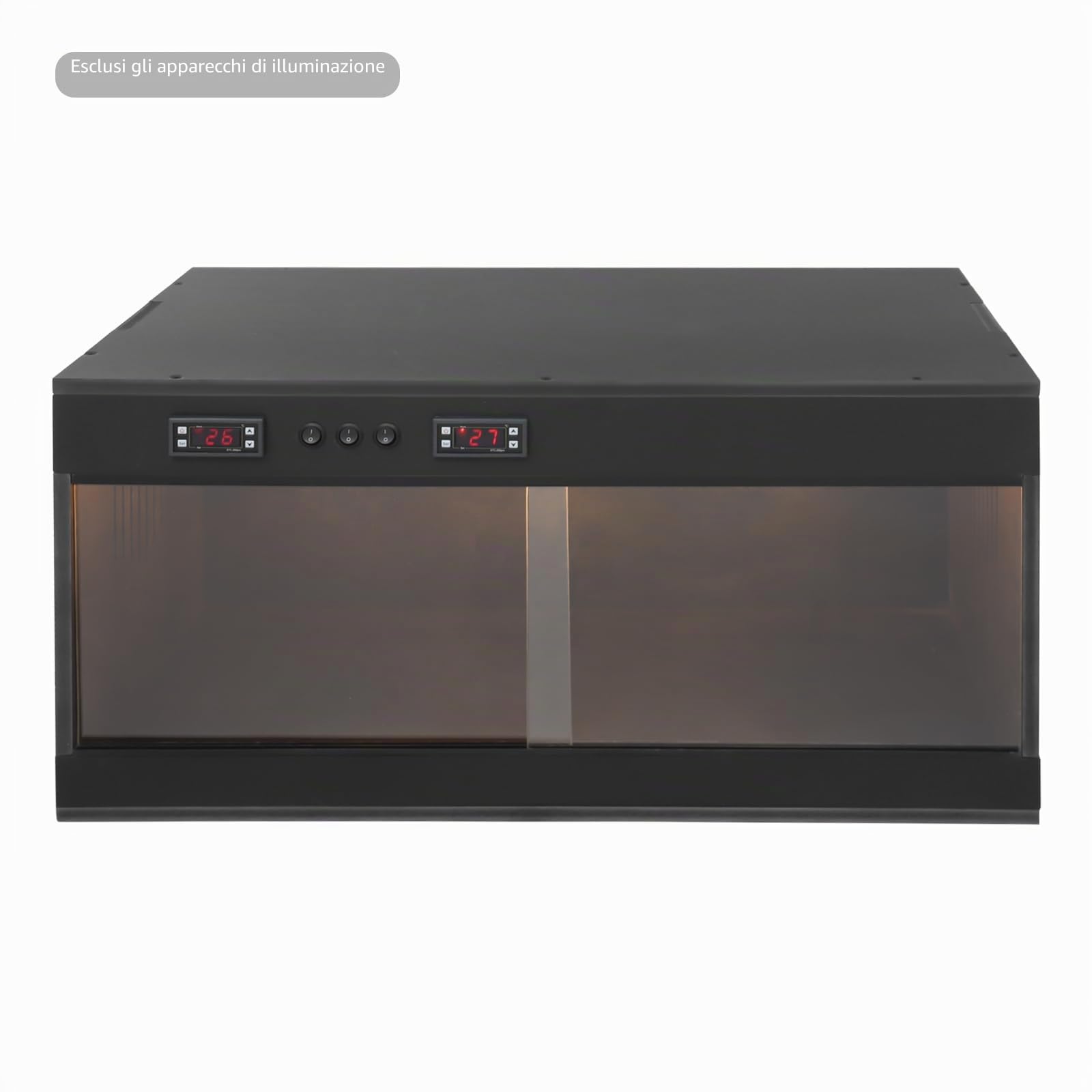 Terrario rettile, 80 x 40 x 40 cm, con finestra scorrevole, termometro fino a 40 ℃ e ventilazione laterale, scatola di alimentazione per tartarughe, camaleonte, lumache, ragni, iguana, geco (nero)