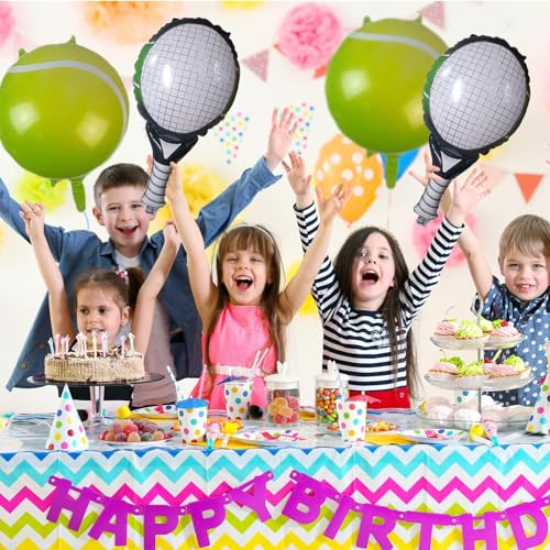 Tennis Theme Party Balloons, /Set Tennis Ball Foil & Racket Balloons | Realistic Party Decor for Kids & Men's Birthday Parties - Image 3