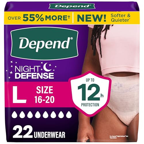 Depend Night Defense Adult Diapers, Incontinence & Postpartum Bladder Leak Underwear for Women...