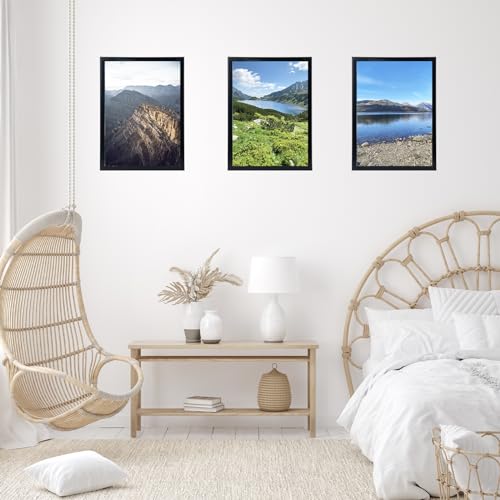 Image of JCJMY 10x16 Picture Frame Black for Wall Hanging, Wall Mounting Horizontally or Vertically, 10 x 16 Wall Gallery Poster Photo Frame with Shatter Resistant Plexiglass, Black