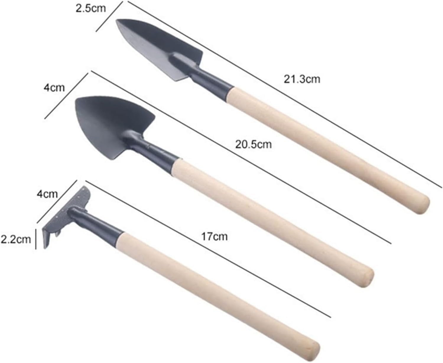 Set Regalo for Attrezzi da Giardino, Confezione da 3 Manici in Legno in Acciaio Inossidabile Bianco