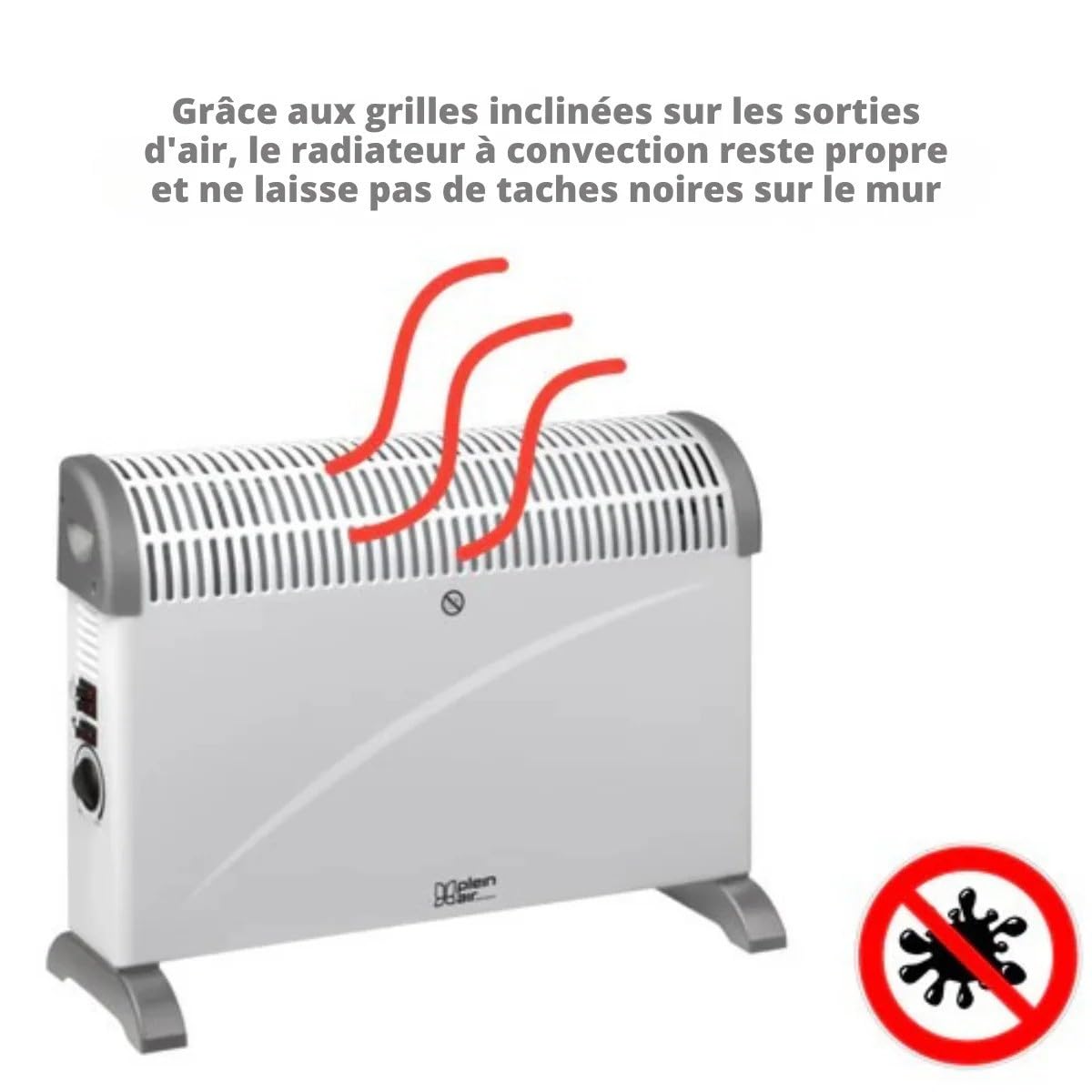 K Kemper Group Termoconvettore Elettrico Turbo TCT-2000 da Terra con 3 Livelli di Potenza Regolabile per Riscaldamento casa