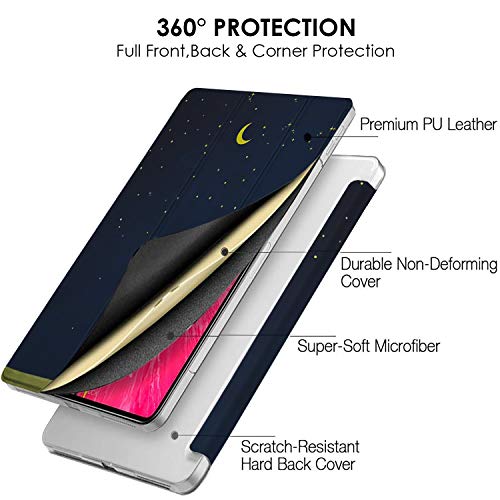 Image of DuraSafe Cases for iPad Pro 12.9 5th 4th Gen [ PRO 12.9 inch 5 4 ] A2378 A2461 A2379 A2462 A2229 A2069 A2232 A2233 Trifold Printed Hard Auto Sleep /Wake PC Translucent Back Cover - Night Sky
