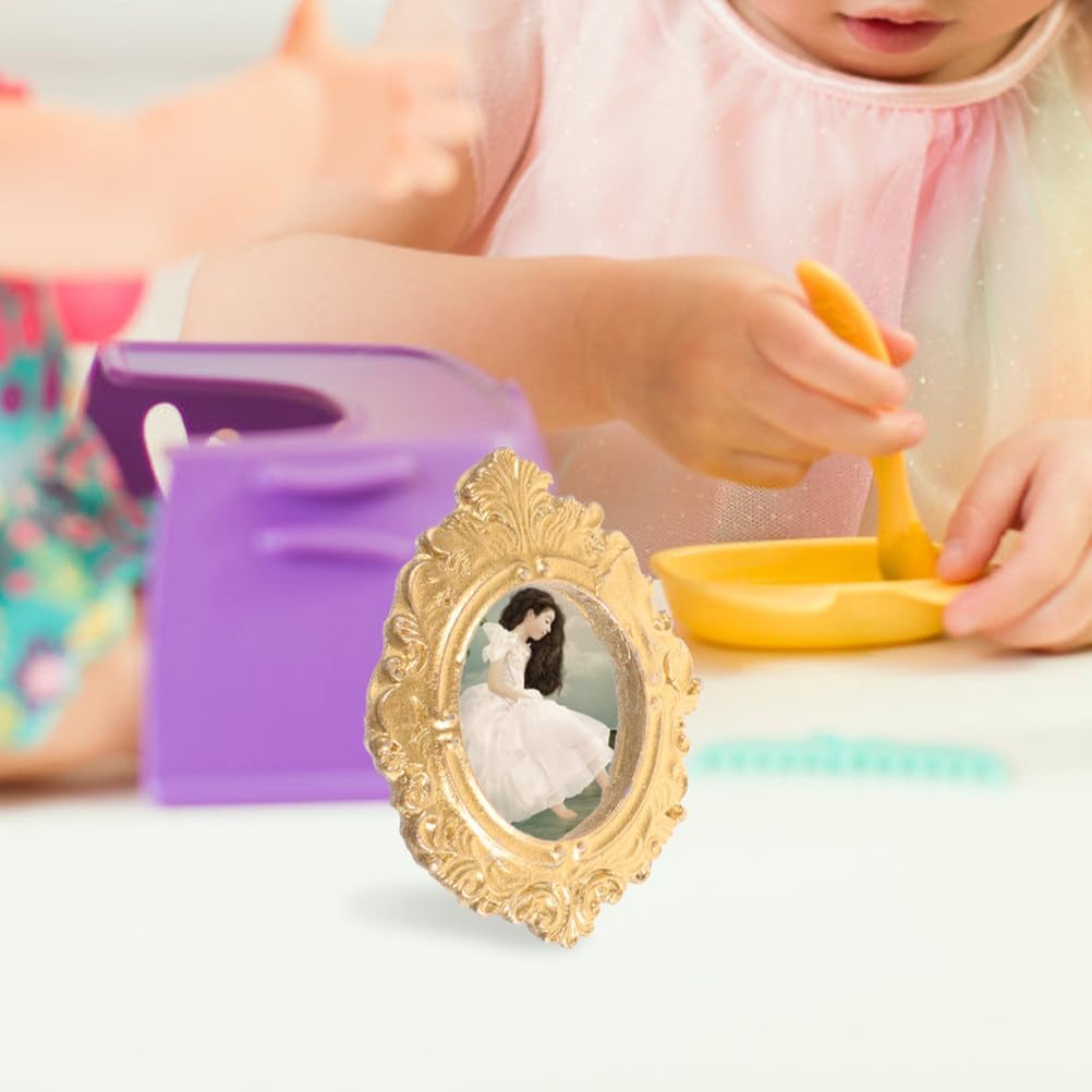 SHINEOFI 30pcs Mini Vintage Photo Frame Resin Crafts Small Picture Frames for Dollhouse DIY Jewelry Display Phone Case Decor - Golden