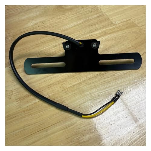 Feu arrière moto LED universel avec support de plaque d'immatriculation noir