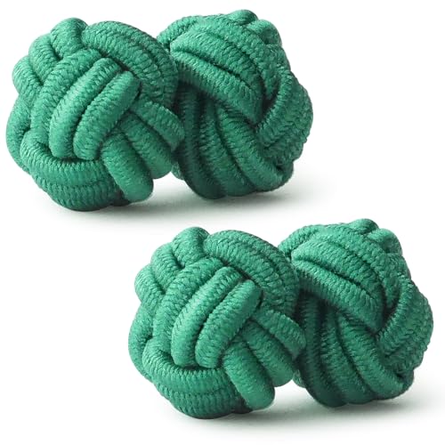 HONEY BEAR Gemelos de seda con nudo de tela para camisa de hombre, regalo de boda de negocios, 0.8cm, Algodón, Sin gemas.