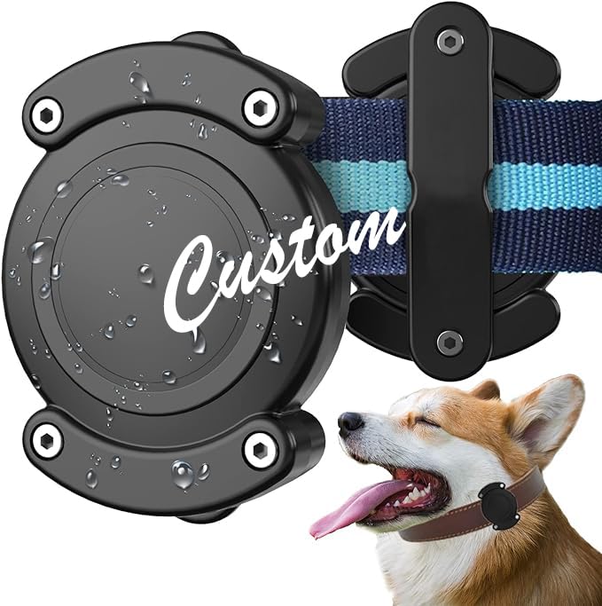 Custom for Waterproof AirTag Dog Collar Holder Personalized, Text Name Tag Customized Designed,The Safest,Dustproof,Durable,Fits Up Small Medium Large