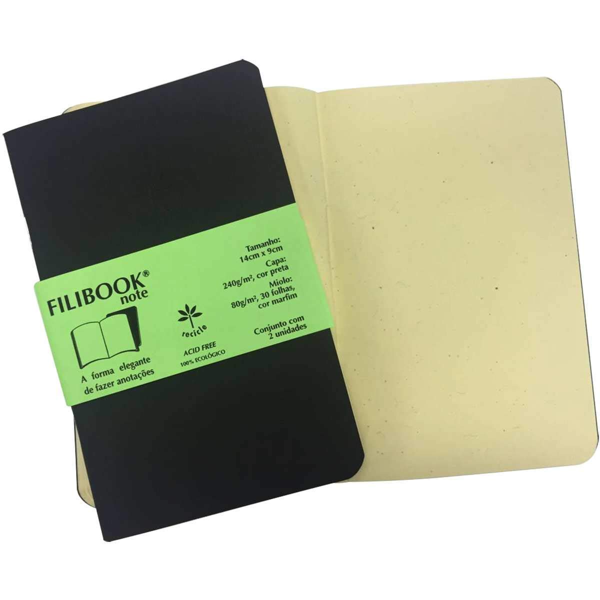 Caderneta, Filiperson, Filibook Note, 03949, 14x9cm, Preto, 2 Unidades