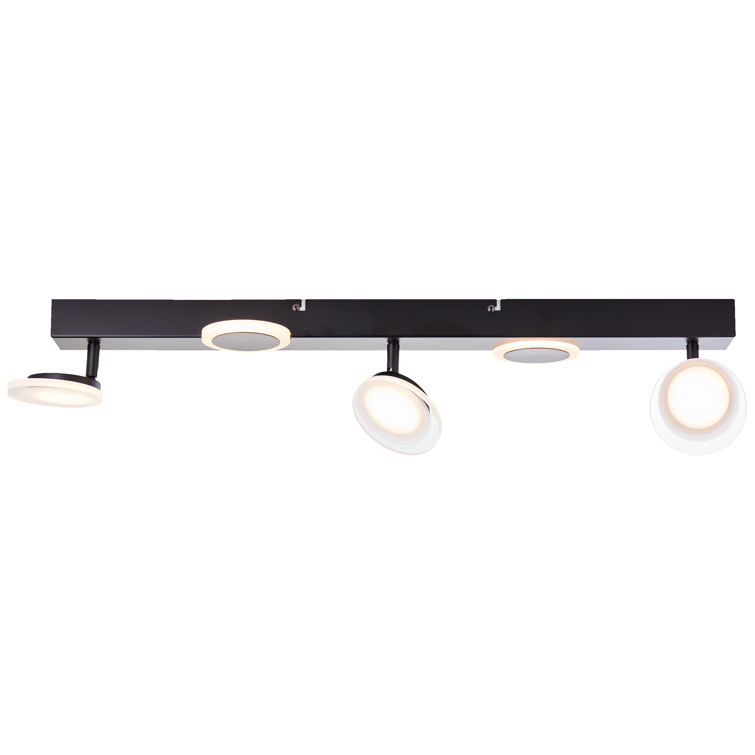 Lightbox LED Decken Strahler - 3 flammige Spotbalken im zeitlosen Design mit schwenkbaren Köpfen & 3 x Spots und 2 x Dekolichter - aus Metall/Kunststoff - in Schwarz - 70 cm Breite