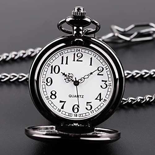 Image of Smooth Pocket Watch Alloy Steel Quartz Roman /Arabic Numerals with 37cm Chain for Father's Day Xmas Best Gifts