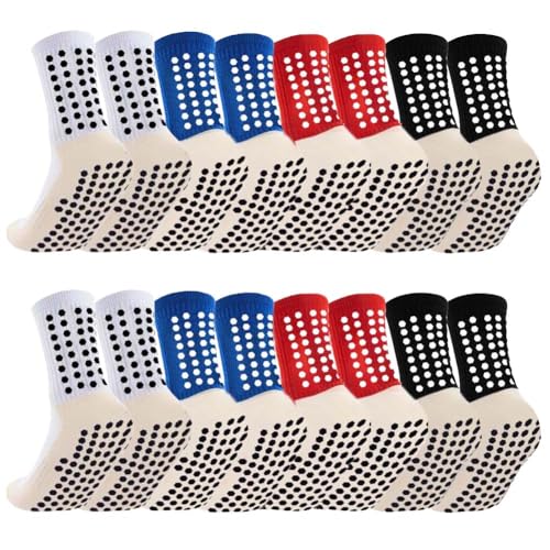 8 Pack Men's Soccer Socks Anti Slip Non-Slip Grip Pads for Football Basketball Sports Grip Soccer Socks