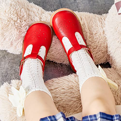 Image of Kiderence Toddler Girl Mary Jane School Uniform Dress Shoes Oxford Flats | Wide Toe Box Great Comfort for Student Shoe and Flower Girl Shoe for Wedding, Parties, Church