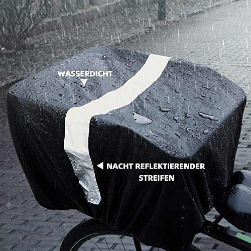 ANZOME Fahrradkorb Gepäcknetz & wasserdichte Abdeckung, Fahrradkorb Hinten Einlegetasche mit reflektierendem Streifen Fahrradzubehör passt für die meisten Fahrradkörbe