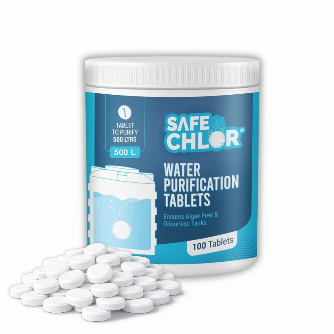 Safe Chlor Tab 500 | Chlorine Tablets for Water Tanks of 500 Ltrs | Overhead & Underground Tanks | Water Purification Tablets | 1 Tablet to Treat 500 liters | Pack of 100 Tablets for 50000 Ltrs-image-18