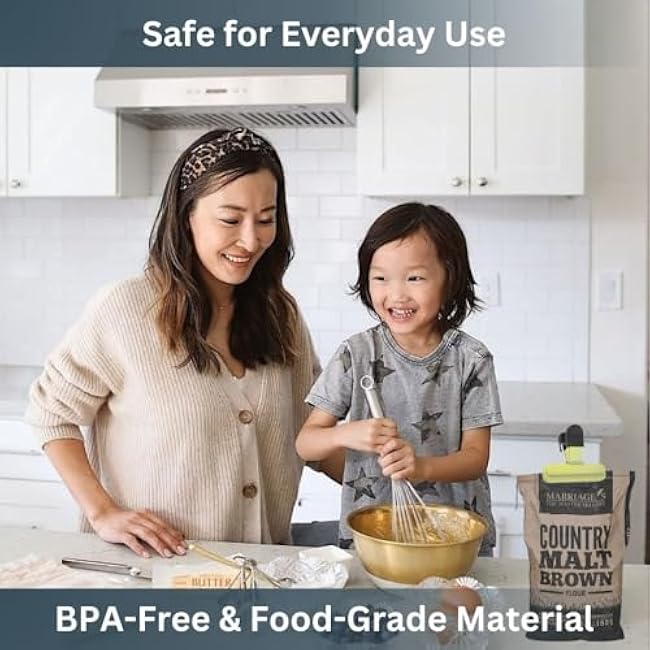 Food Bag Clips - 16 Pcs, 3 Assorted Sizes | Small, Large & Bread Bag Clips for Fresh Food Storage, Freezer Bags or Sandwich Bag Sealer | BPA Free Plastic Kitchen Clips with Storage Holder Included