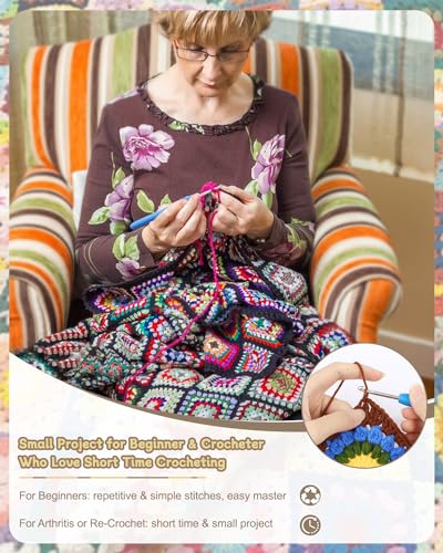 Image of Katech Crochet Kit for Beginners, Granny Squares Crochet Kit for Adults Includes Crochet Blocking Mat Crochet Book, Crochet Starter Kit for Beginner Learn to Crochet Blanket Bags (GRP B)