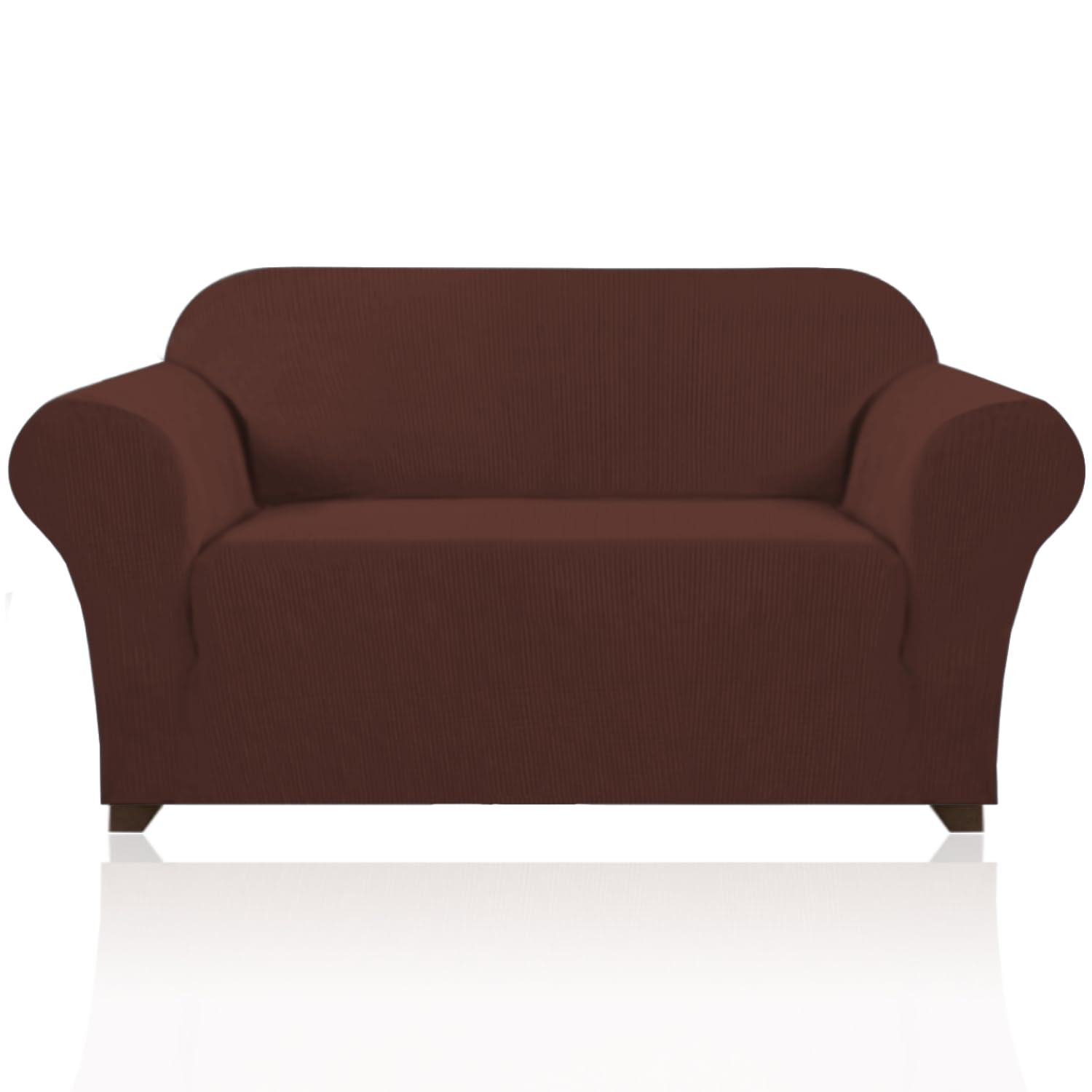 PrinceDeco Stretch Sofa Slipcover 1 Piece Sofa Cover for 2 Cushion Couch Furniture Protector/Cover Couch with Elastic Bottom Soft and Durable Sofa Cover Pet Protector (Loveseat, Burnt Brick)
