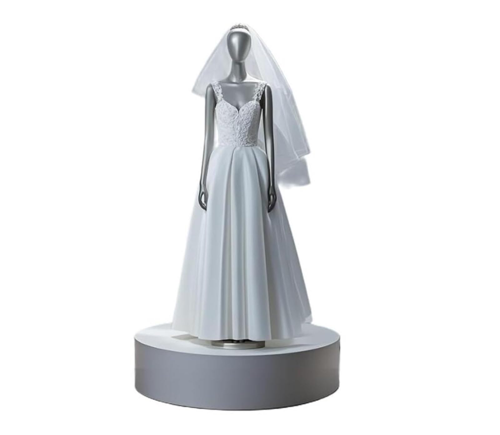 Mannequin chaussures sacs de mariée sur plateforme ronde d'exposition 80 cm