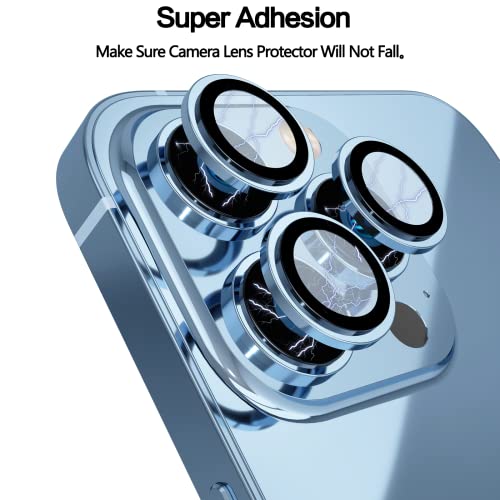 Image of YWXTW [3+1] [Upgraded] Camera Lens Protector for iPhone 13 Pro Max 6.7 Inch /iPhone 13 Pro 6.1 Inch, [Keep Original Camera] [Installation Frame] Tempered Glass Camera Lens Cover, 1 Set (Sierra Blue)