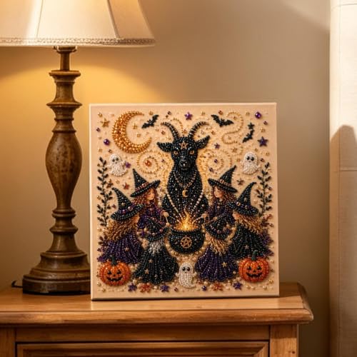 Pintura de diamantes de Halloween para una tarde de lluvia en familia 6
