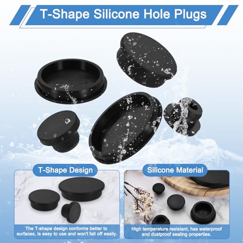 Image of uxcell 15Pcs Silicone Hole Plug, Waterproof Round Rubber Stoppers Bottle Seal Plugs Tube Pipe End Caps for 15mm /0.59 inch Hole for Bathtub Bottle, Black