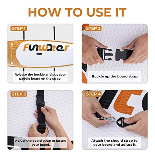 FunWater Paddle Board Carry Strap SUP Harness Adjustable Multi-Usage Shoulder Support Strengthen Buckle System for Paddle Board, Surfboard, SUP, Kayak, Canoe,Longboard Accessories - Image 3