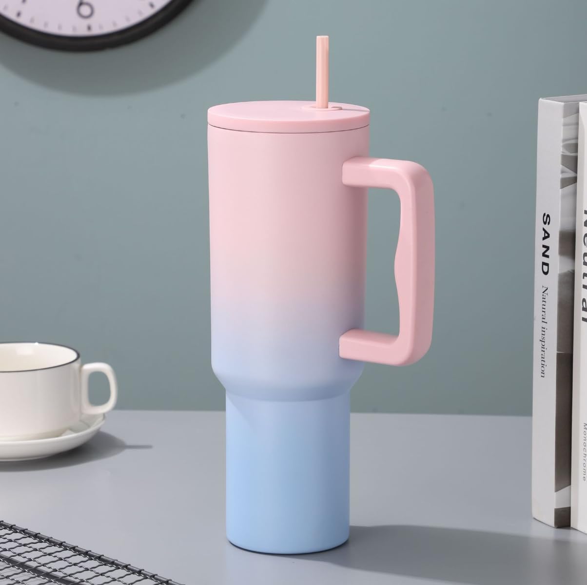 40 oz Tumbler with Handle and Straw & 6PCS Cup Accessories for 40 oz Cup - Vacuum Insulated Stainless Steel Double Wall Water Bottle Travel Coffee Mug - Holiday Gifts for Women Men (Bubble) - Image 6