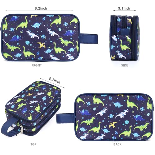 Dinosaur Kids Toiletry Bag for Boys, Travel Toiletry Bag for Little Young Boys Waterproof Hanging Wash Bag Toddler Traveling Toiletries, Navy2