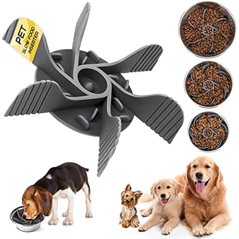 Slow Feeder Insert for Small Medium Large Breed Dog Bowl, Turning Dog Bowls or Dog Dish into a Slow Feeder Bowl with 18 Octopus Suction Cups Cover