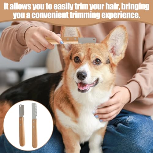 Menibeuty 2PCS Trimmmesser Hund, Trimmstein für Hunde, Trimmer Hund, Edelstahl Trimmer Set, Satz Haustier Hundetrimmer, Hundeschere, Satz Haustier Hundetrimmer, Trimmesser für Katzen Hunde