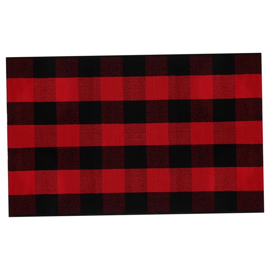 Tapis d'extérieur à carreaux de buffle haut de gamme rouge et noir