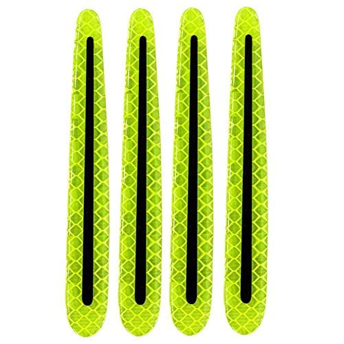 Image of ZYTC 4pcs 3D Super Reflective Stickers Carbon Fiber Strips Car Side Door Edge Bumper Anti-Scratch Protection Guards Trim Stickers Universal (Door Handle Sticker Green)
